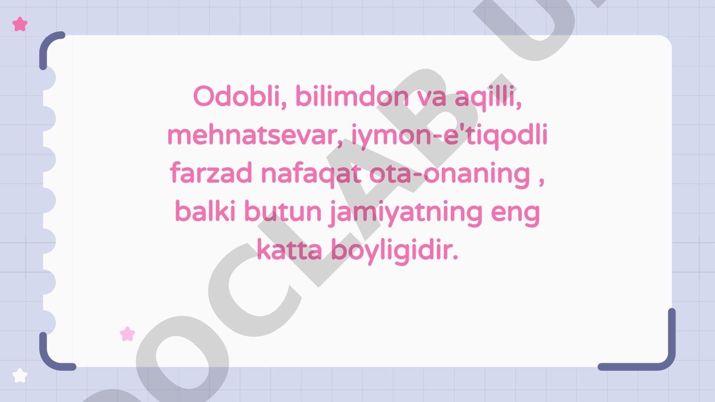 Barkamol avlod tarbiyasi va jamiyatdagi o'rni