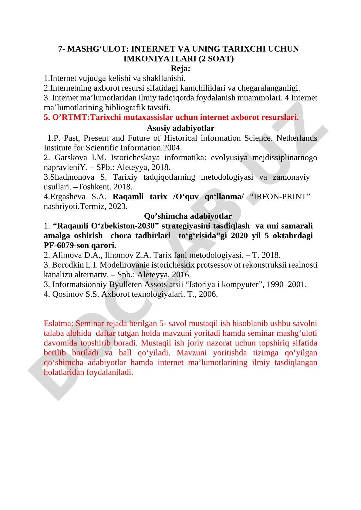Internet va uning tarixchi uchun imkoniyatlari