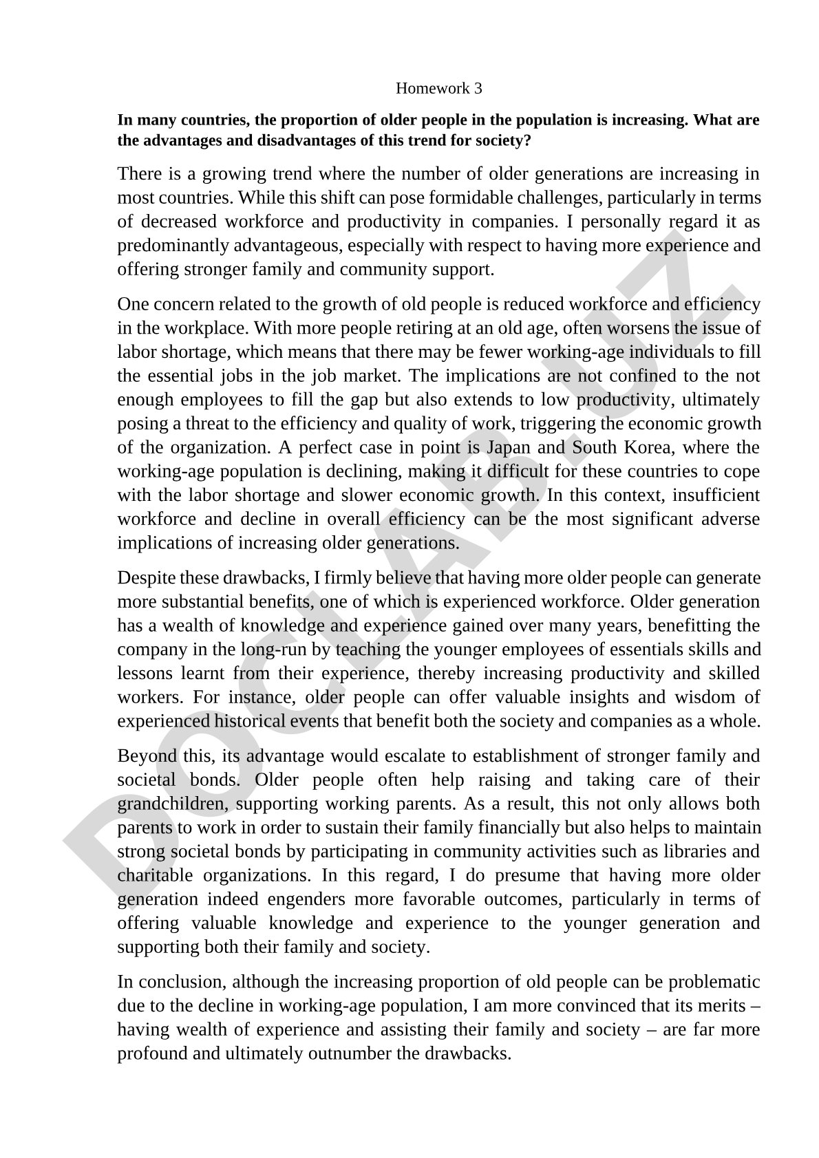Advantages and disadvantages of increasing older population
