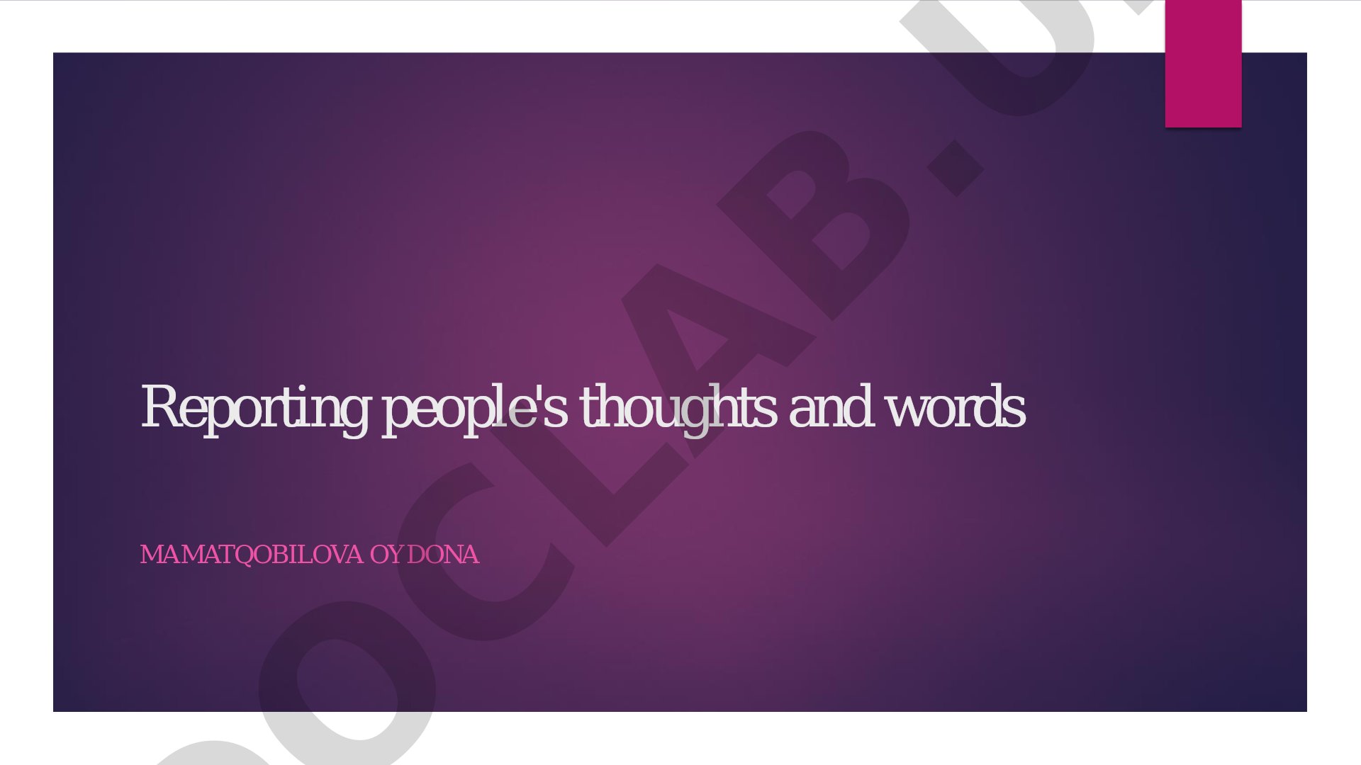 Reporting people's thoughts and words