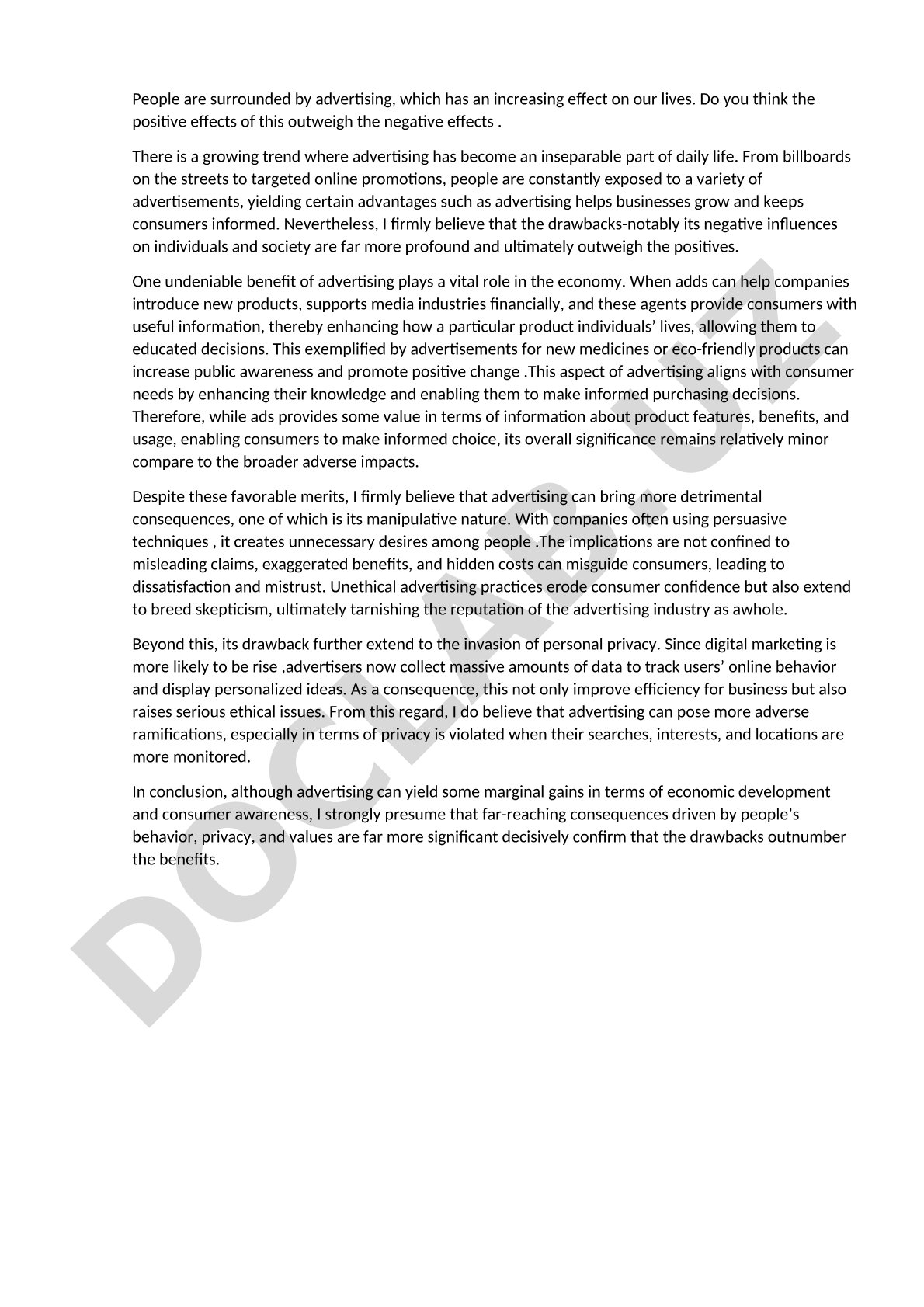 Advertising's positive and negative effects
