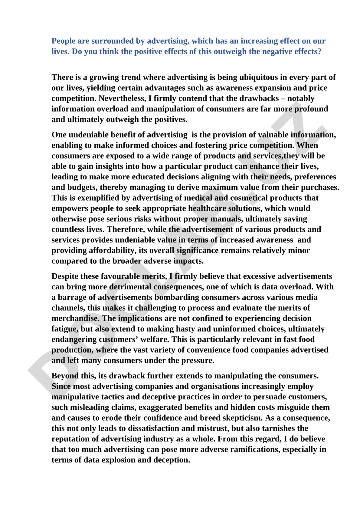 Effects of advertising on people's lives