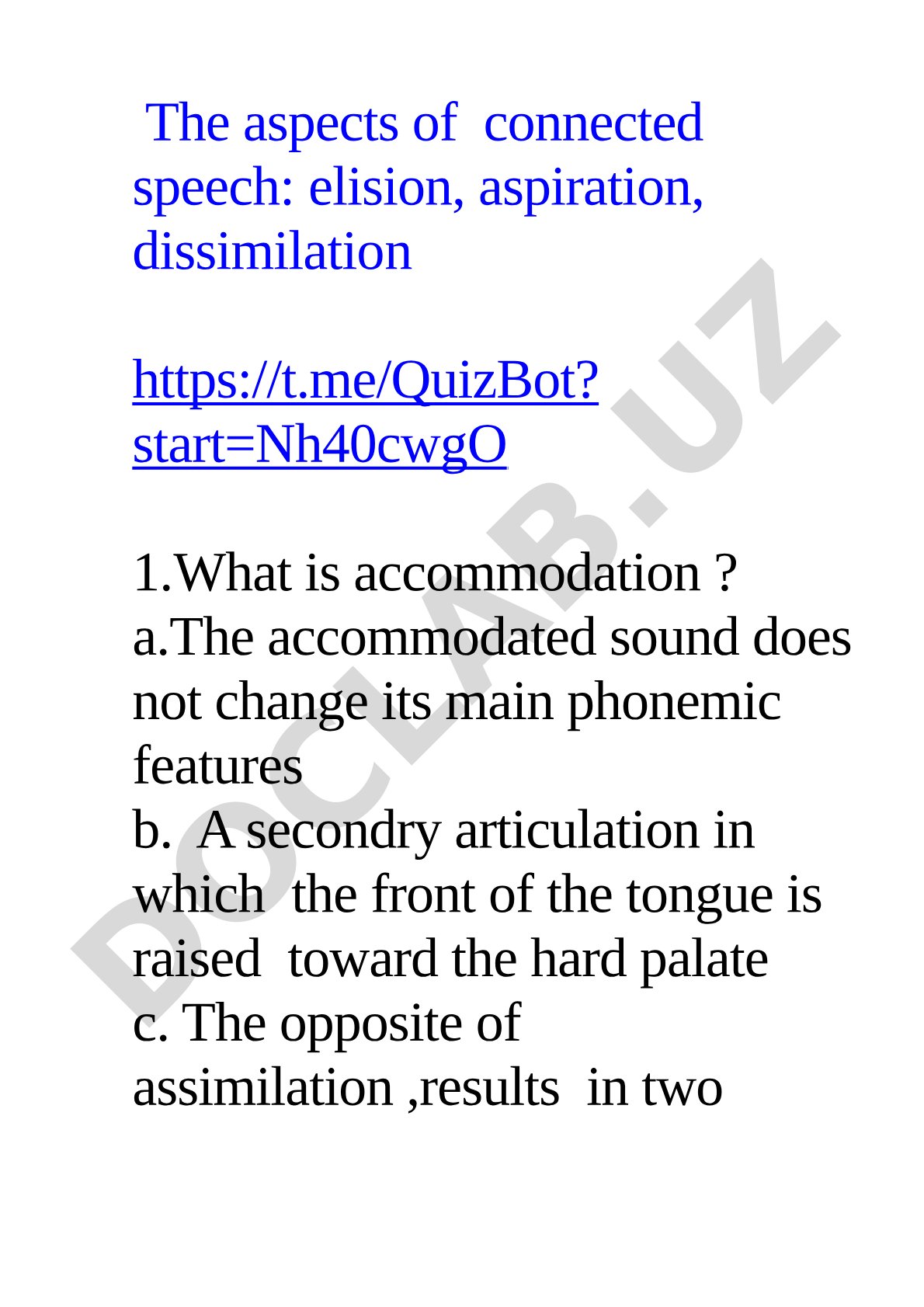 The aspects of connected speech: elision, aspiration, dissimilation