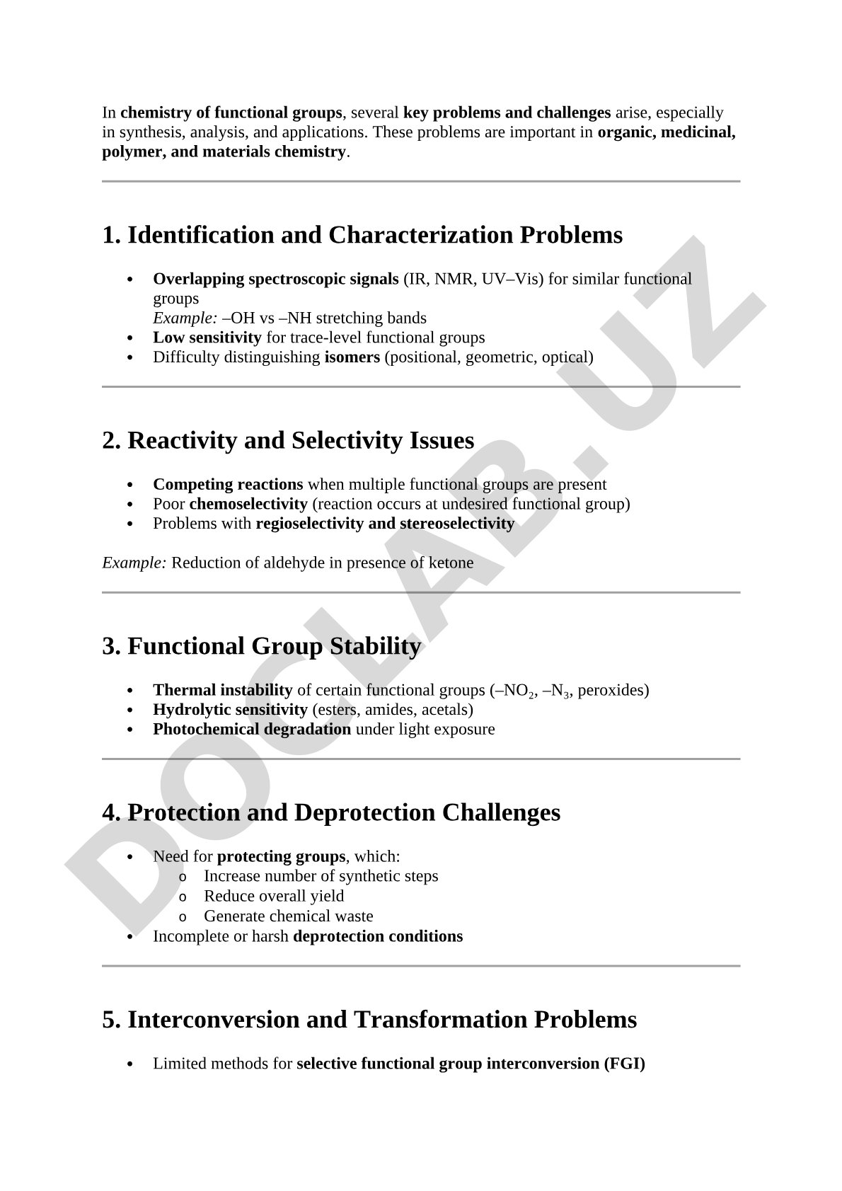 Problems in Chemistry of Functional Groups