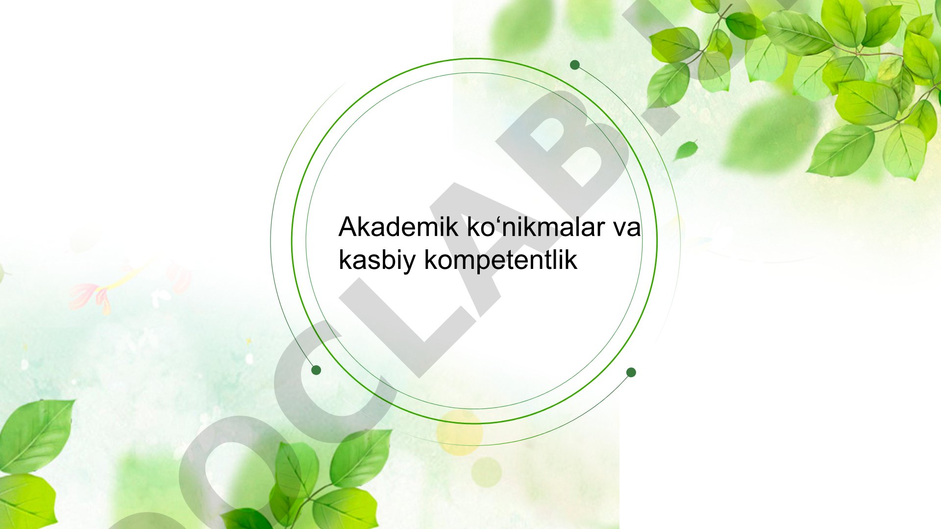 Akademik ko'nikmalar va kasbiy kompetentlik