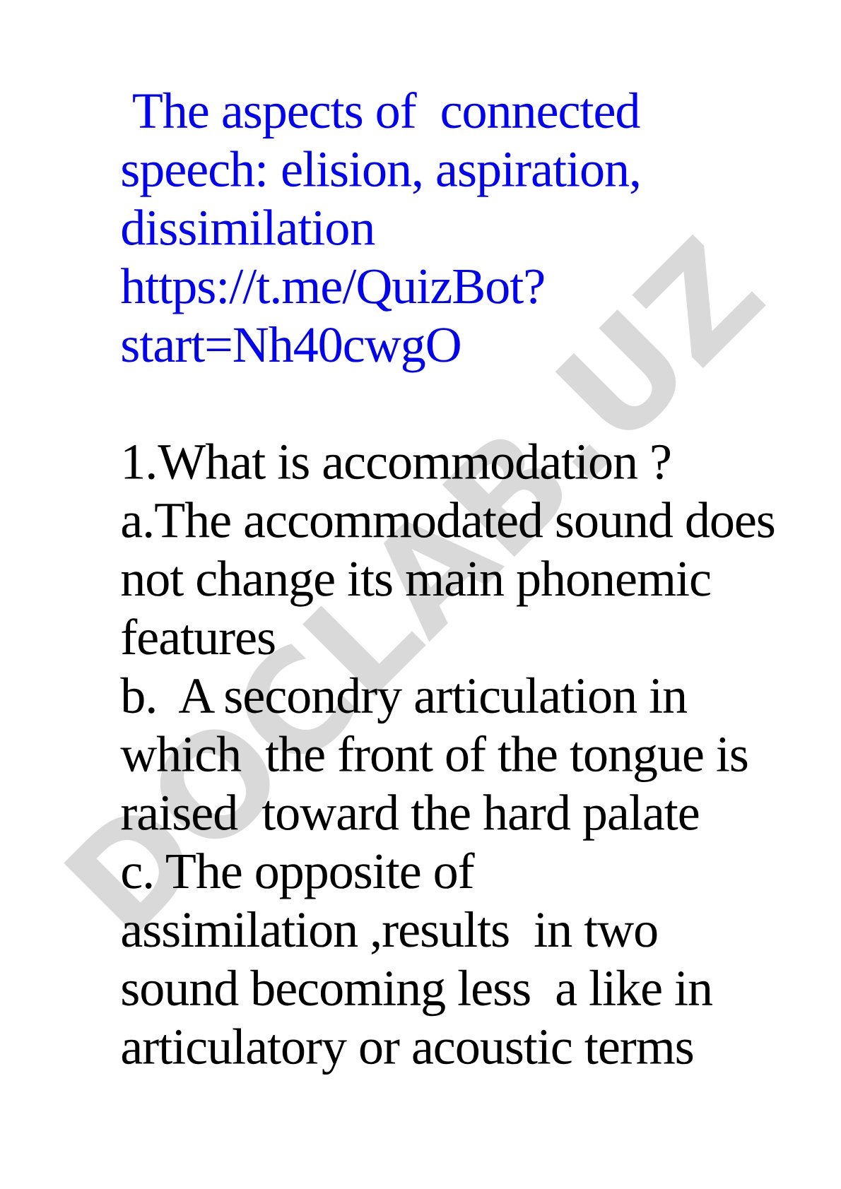 The aspects of connected speech: elision, aspiration, dissimilation