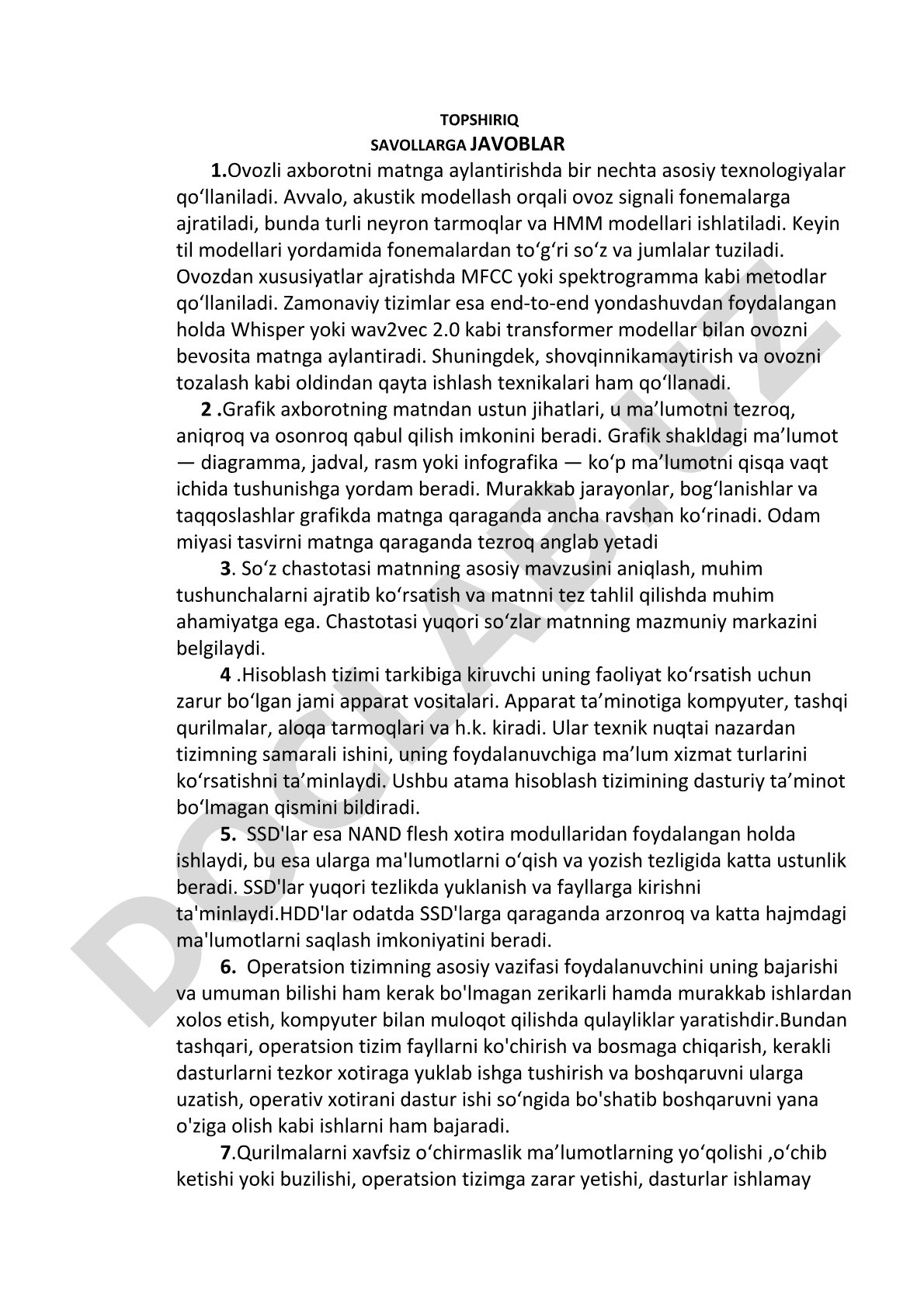 Ovozli axborotni matnga aylantirish texnologiyalari va grafik axborotning afzalliklari