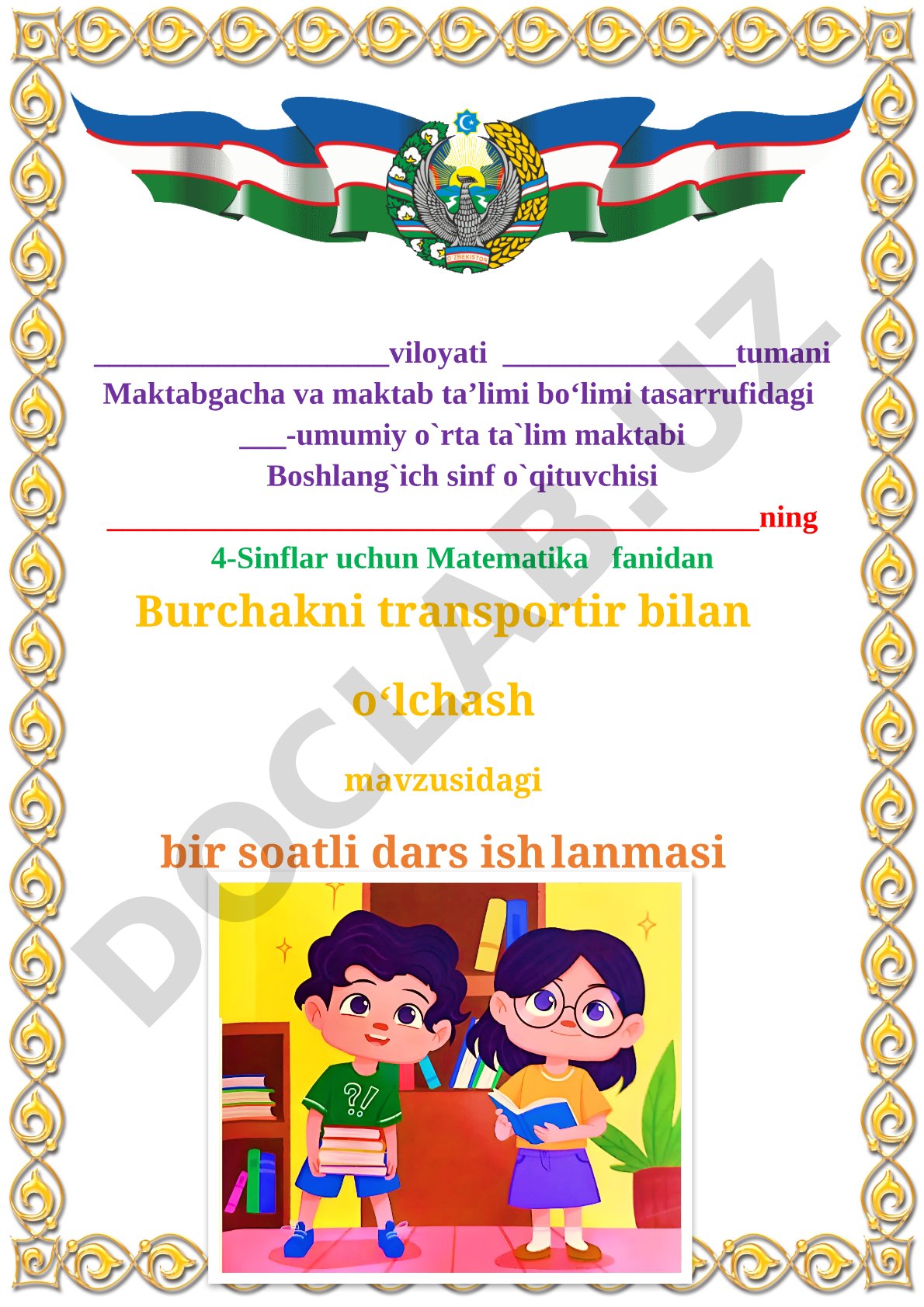 Burchakni transportir bilan o'lchash