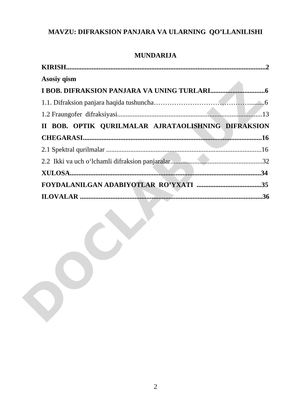 Difraksion panjara va ularning qo'llanilishi