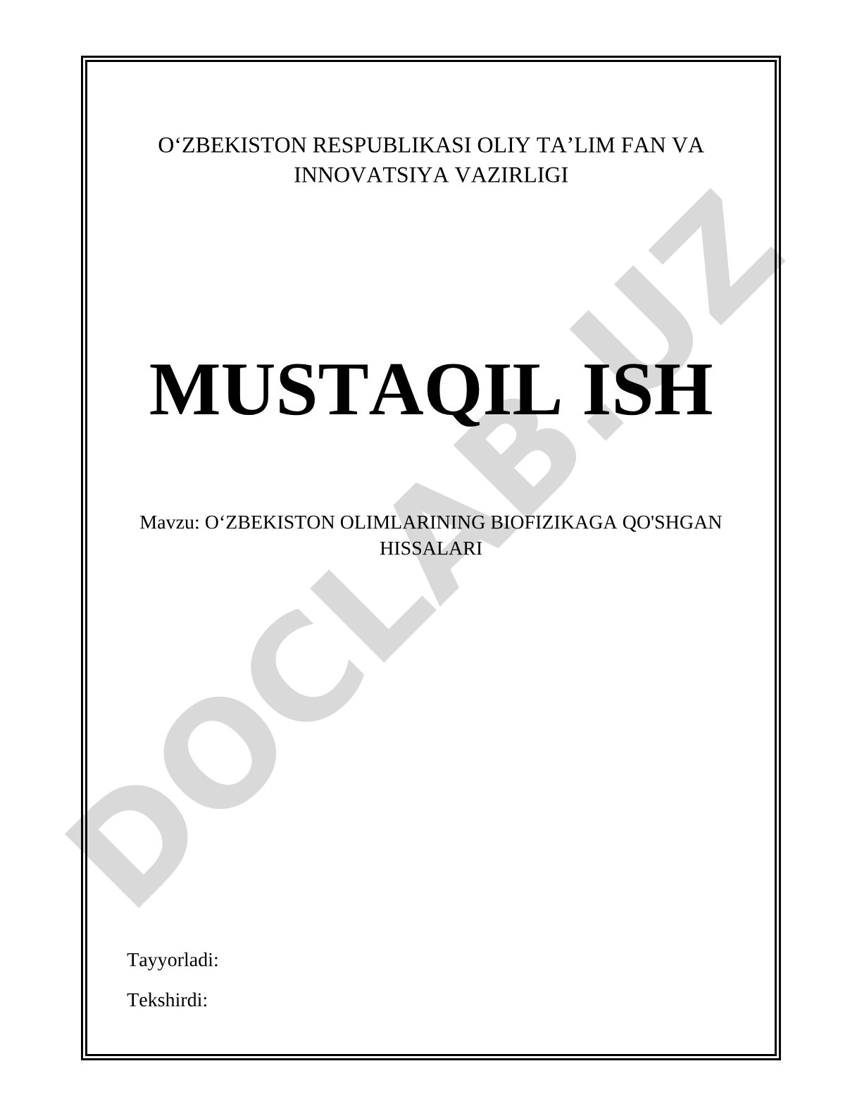Oʻzbekiston olimlarining biofizikaga qo'shgan hissalari