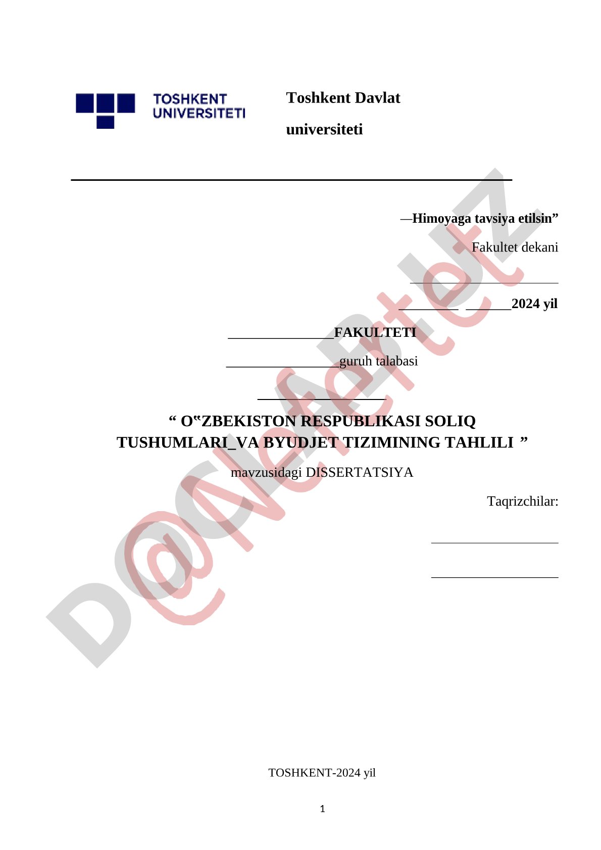 O'zbekiston Respublikasi soliq tushumlari va byudjet tizimining tahlili