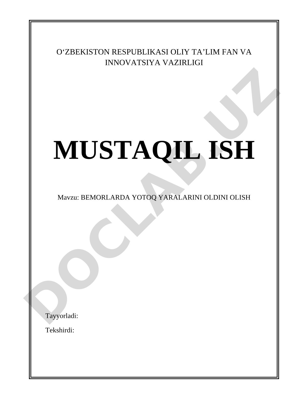 Bemorlarda yotoq yaralarini oldini olish
