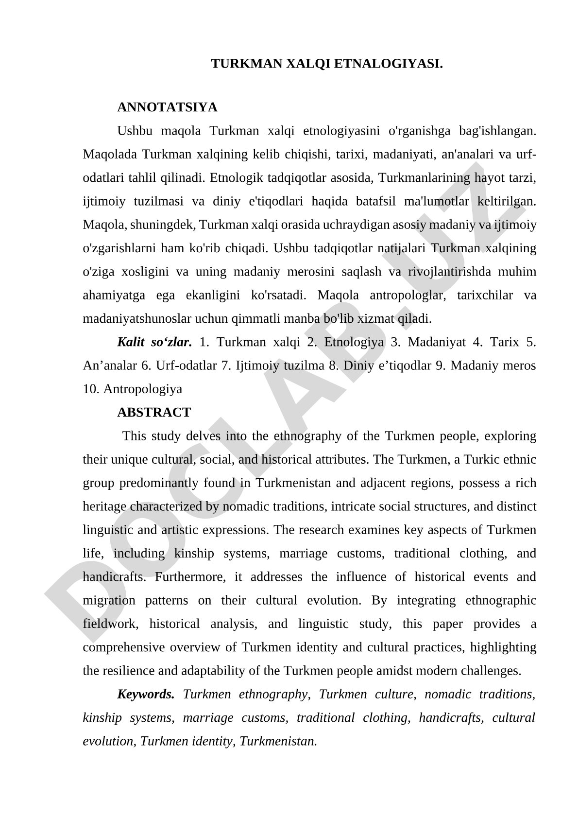 Turkman xalqi etnologiyasi