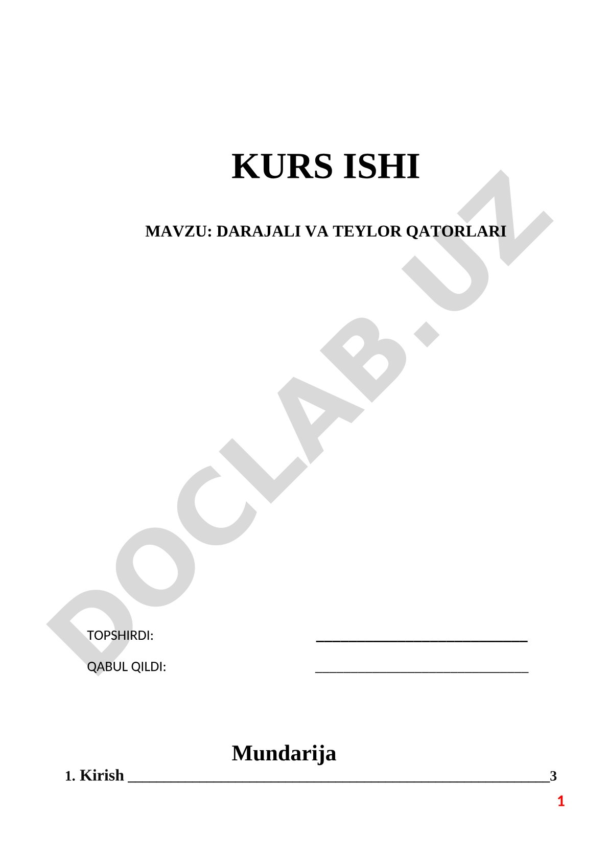 Darajali va Teylor qatorlari