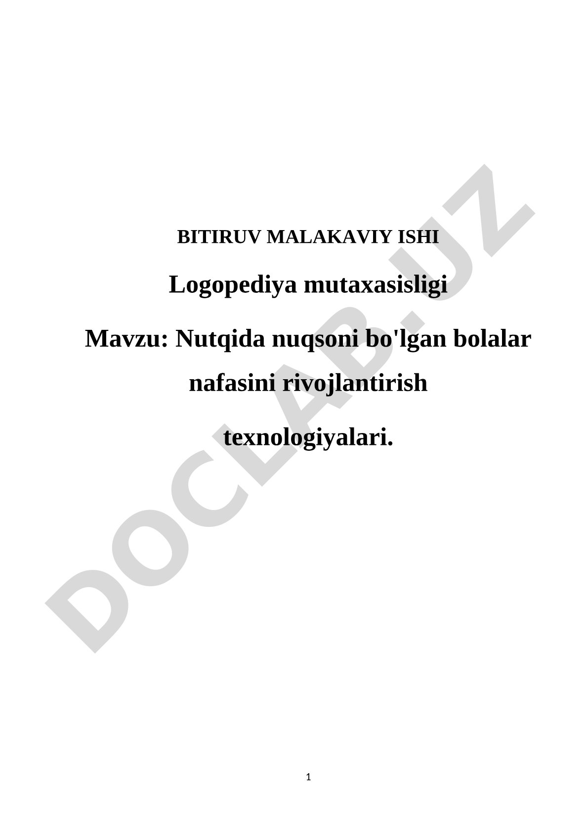 Nutqida nuqsoni bo'lgan bolalar nafasini rivojlantirish texnologiyalari
