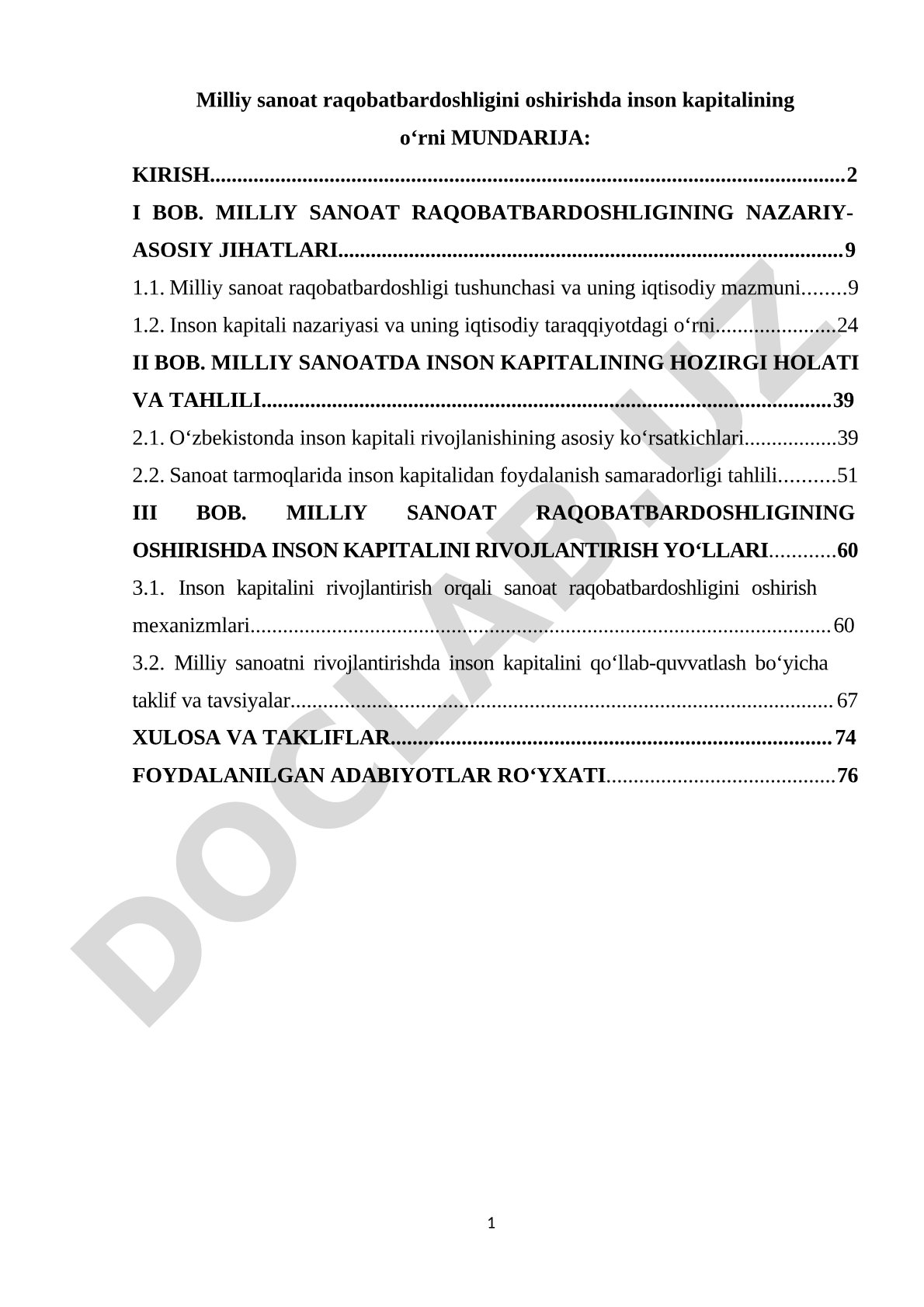Milliy sanoat raqobatbardoshligini oshirishda inson kapitalining o‘rni