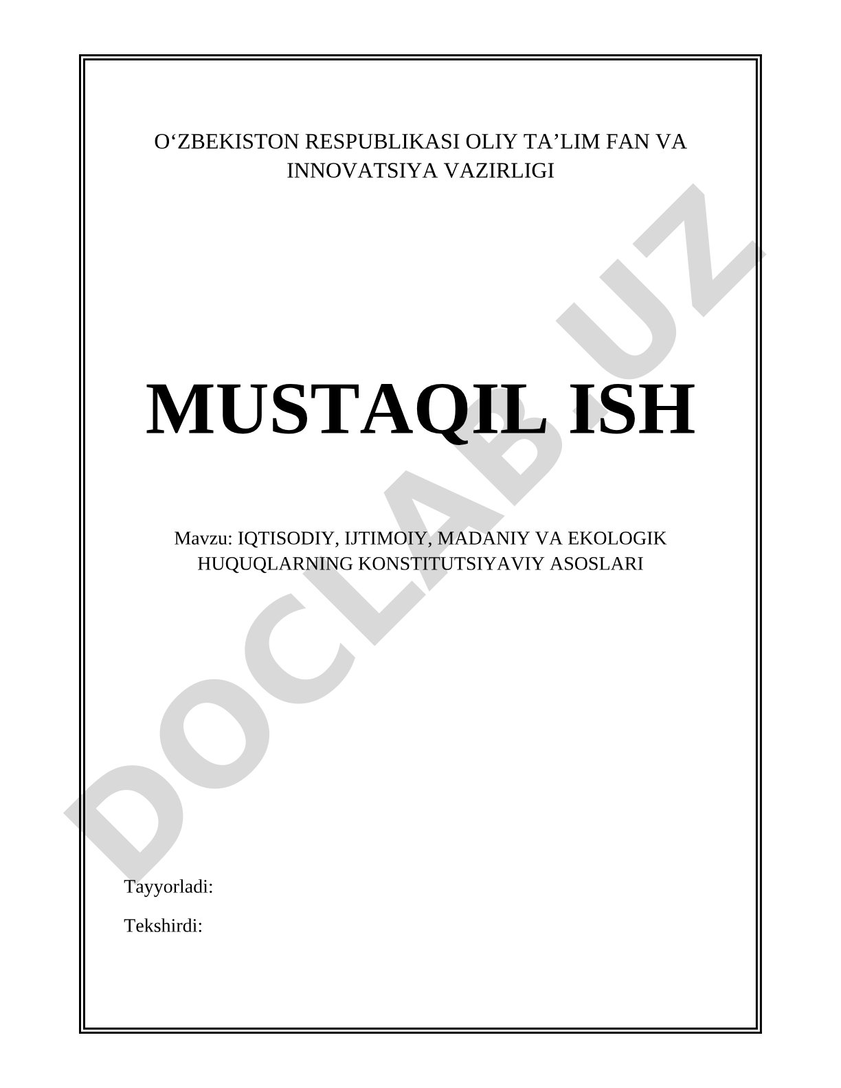 Iqtisodiy, ijtimoiy, madaniy va ekologik huquqlarning konstitutsiyaviy asoslari