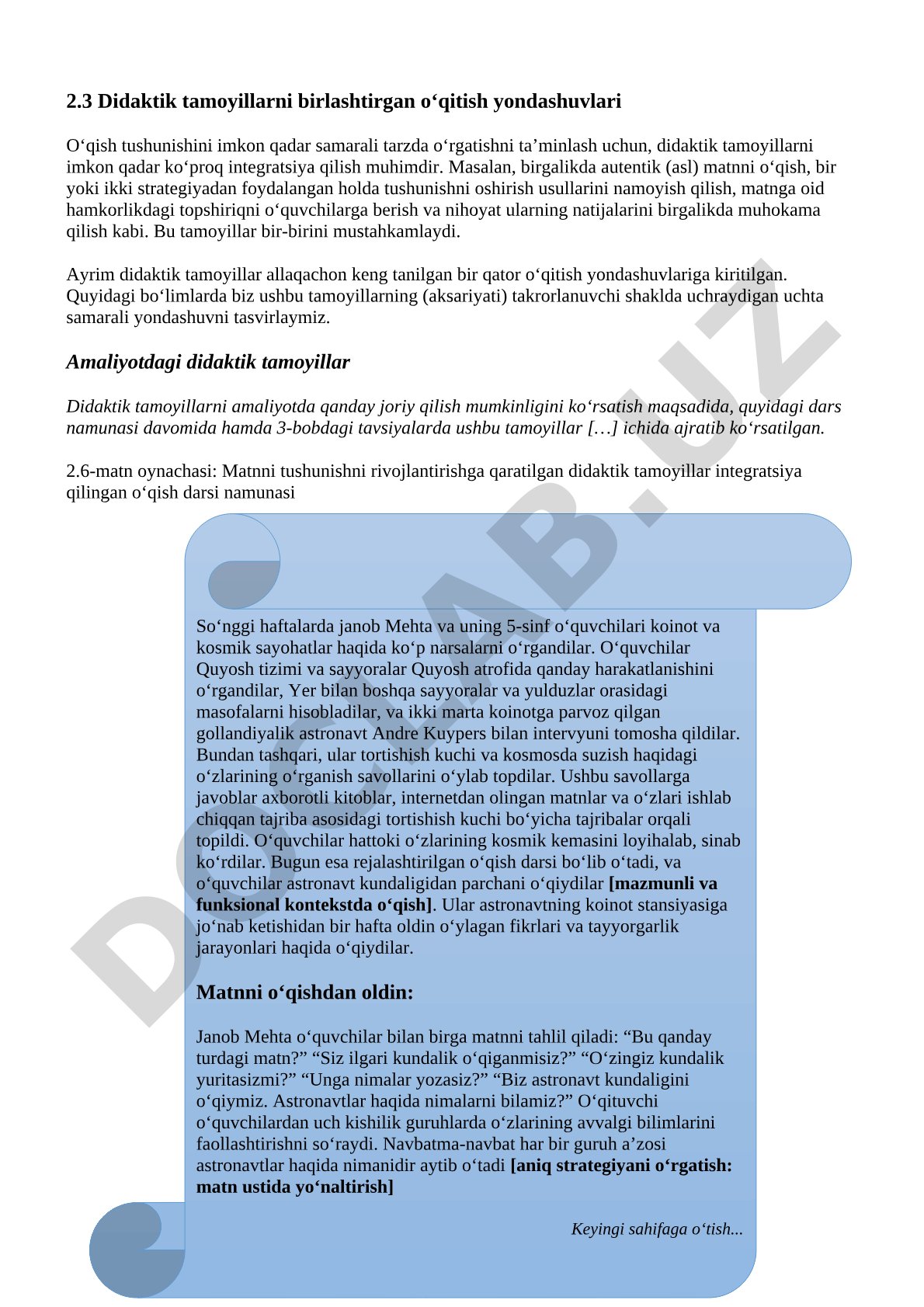 Didaktik tamoyillarni birlashtirgan o‘qitish yondashuvlari