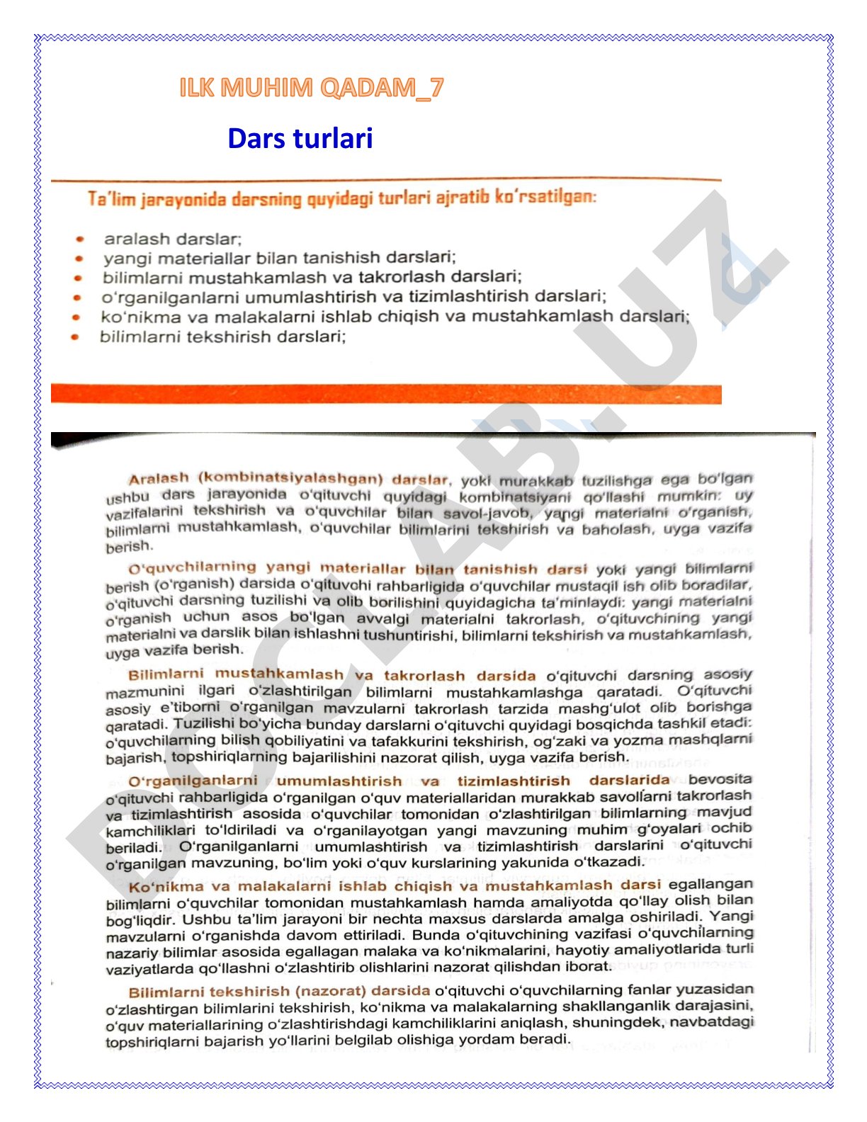 Dars turlari