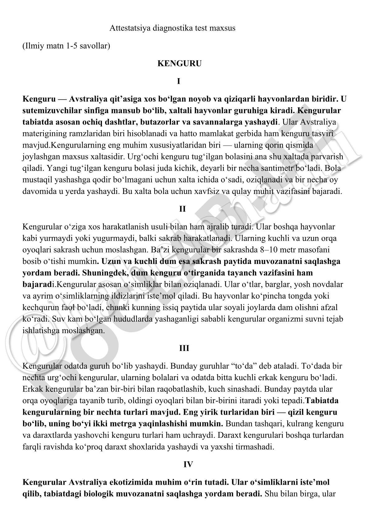 Kenguru — Avstraliya qit’asiga xos noyob hayvon