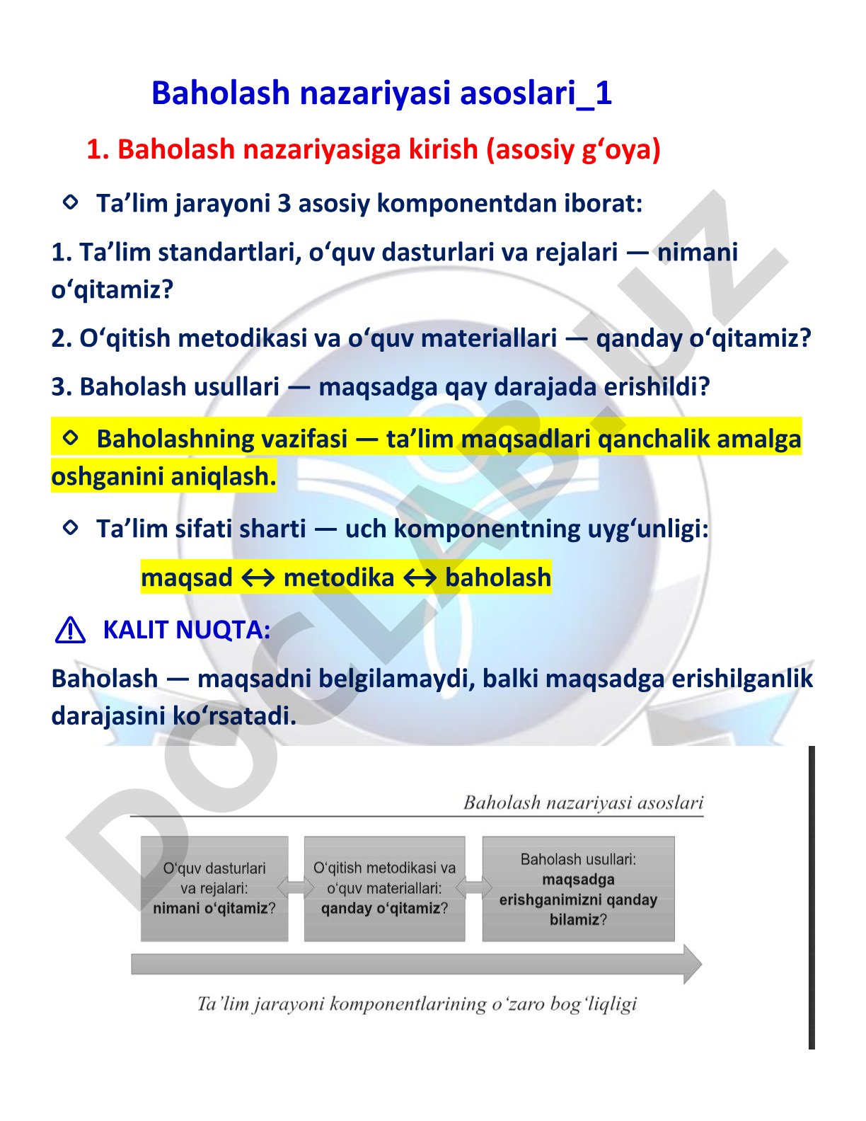 Baholash nazariyasi asoslari