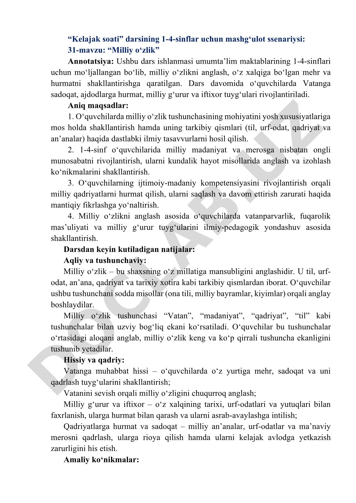 Milliy o‘zlik