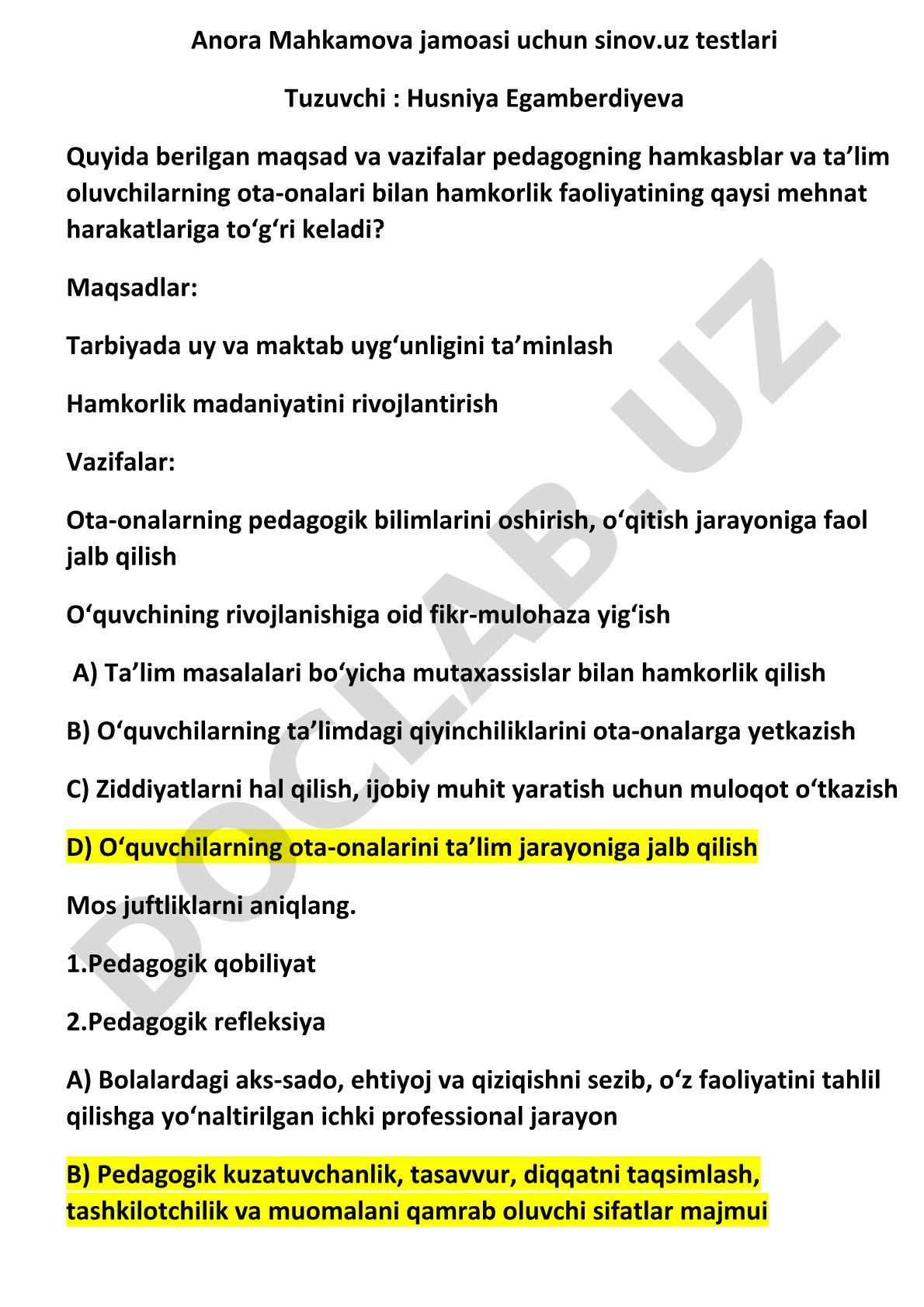 Pedagogik qobiliyat va refleksiya