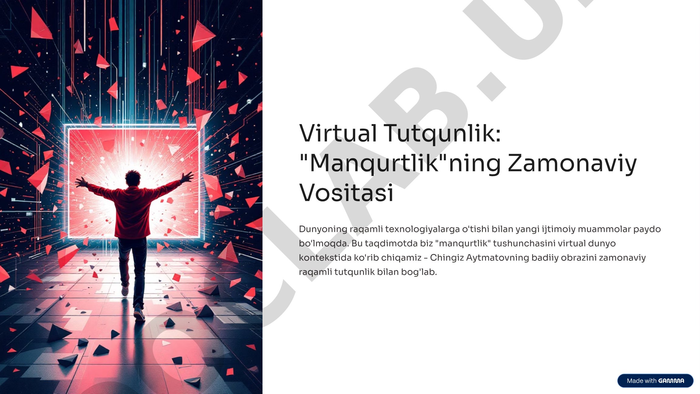 Virtual tutqinlik manqurtlikning zamonaviy vositasi