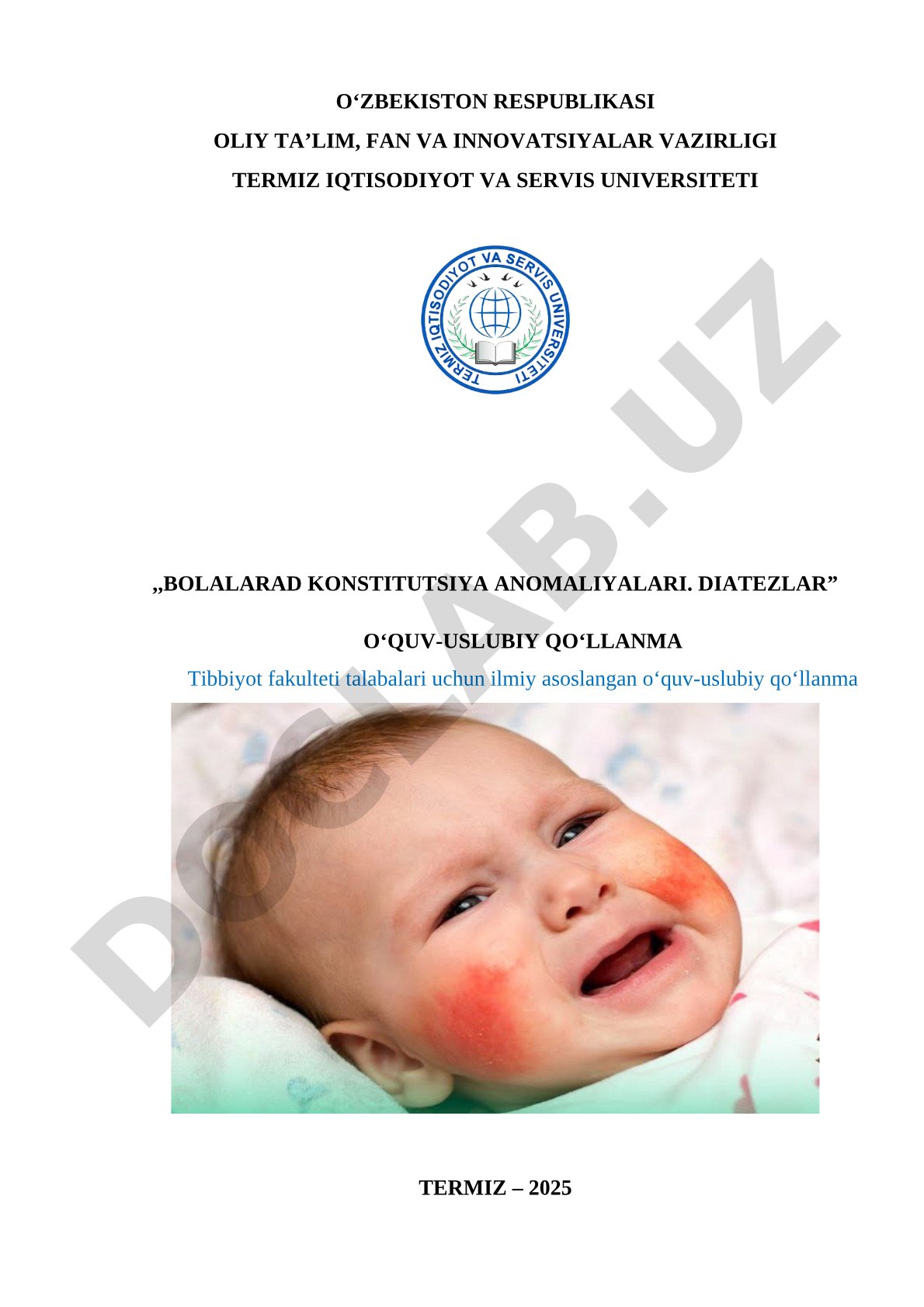 Bolalarda konstitutsiya anomaliyalari. Diatezlar