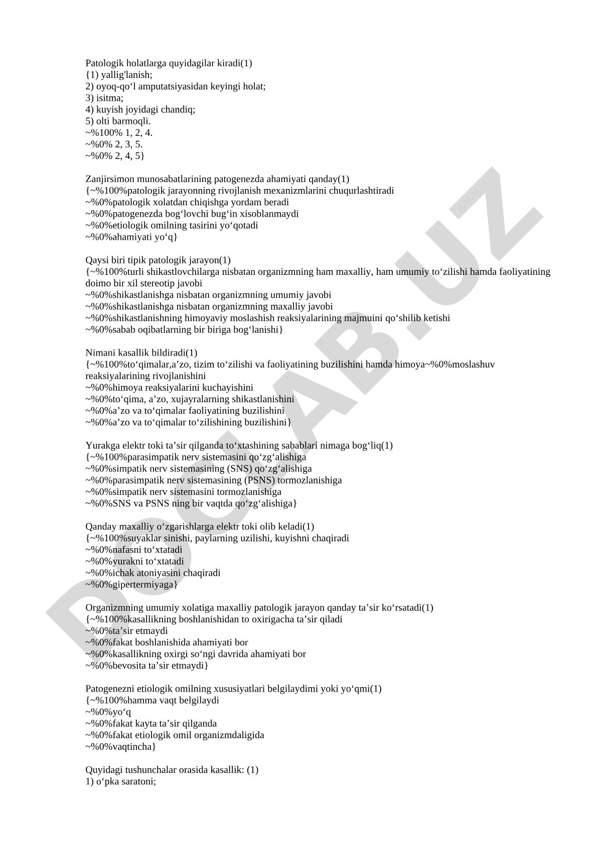 Patologik holatlar va tipik patologik jarayonlar