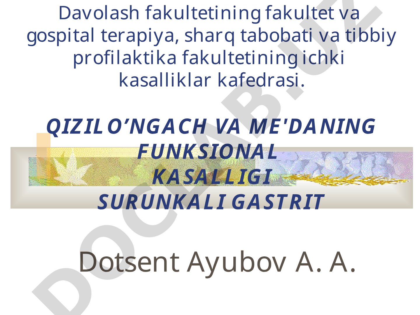 Qizilo'ngach va me'daning funksional kasalligi surunkali gastrit