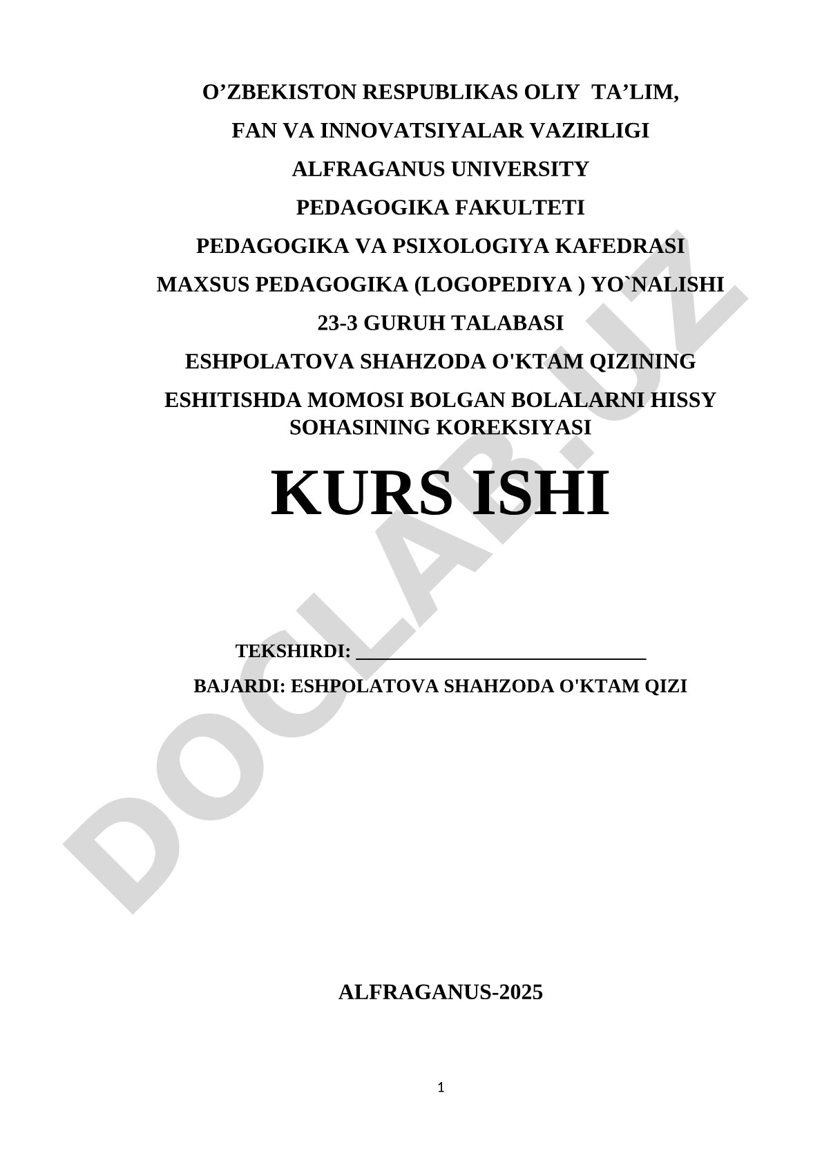 Eshitishda nuqsoni bo'lgan bolalarni hissiy sohasining korreksiyasi