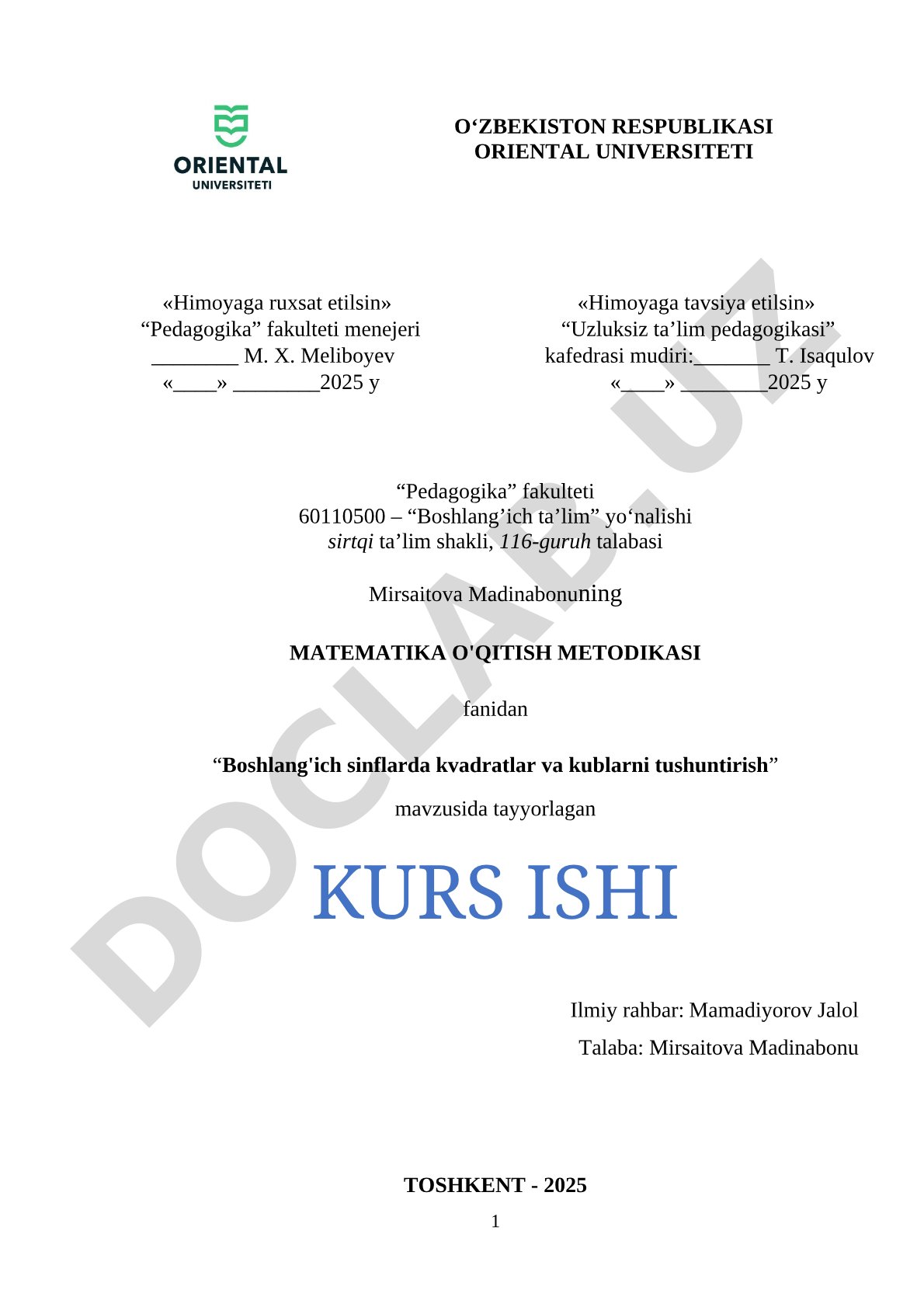 Boshlang'ich sinflarda kvadratlar va kublarni tushuntirish