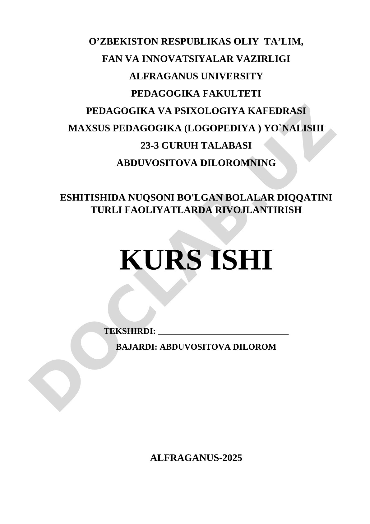 Eshitishida nuqsoni bo'lgan bolalar diqqatini turli faoliyatlarda rivojlantirish