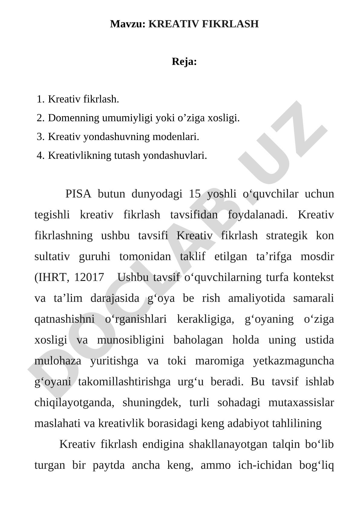 Kreativ fikrlash