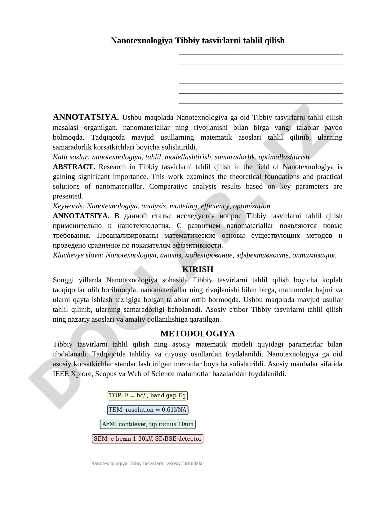 Nanotexnologiya va tibbiy tasvirlarni tahlil qilish