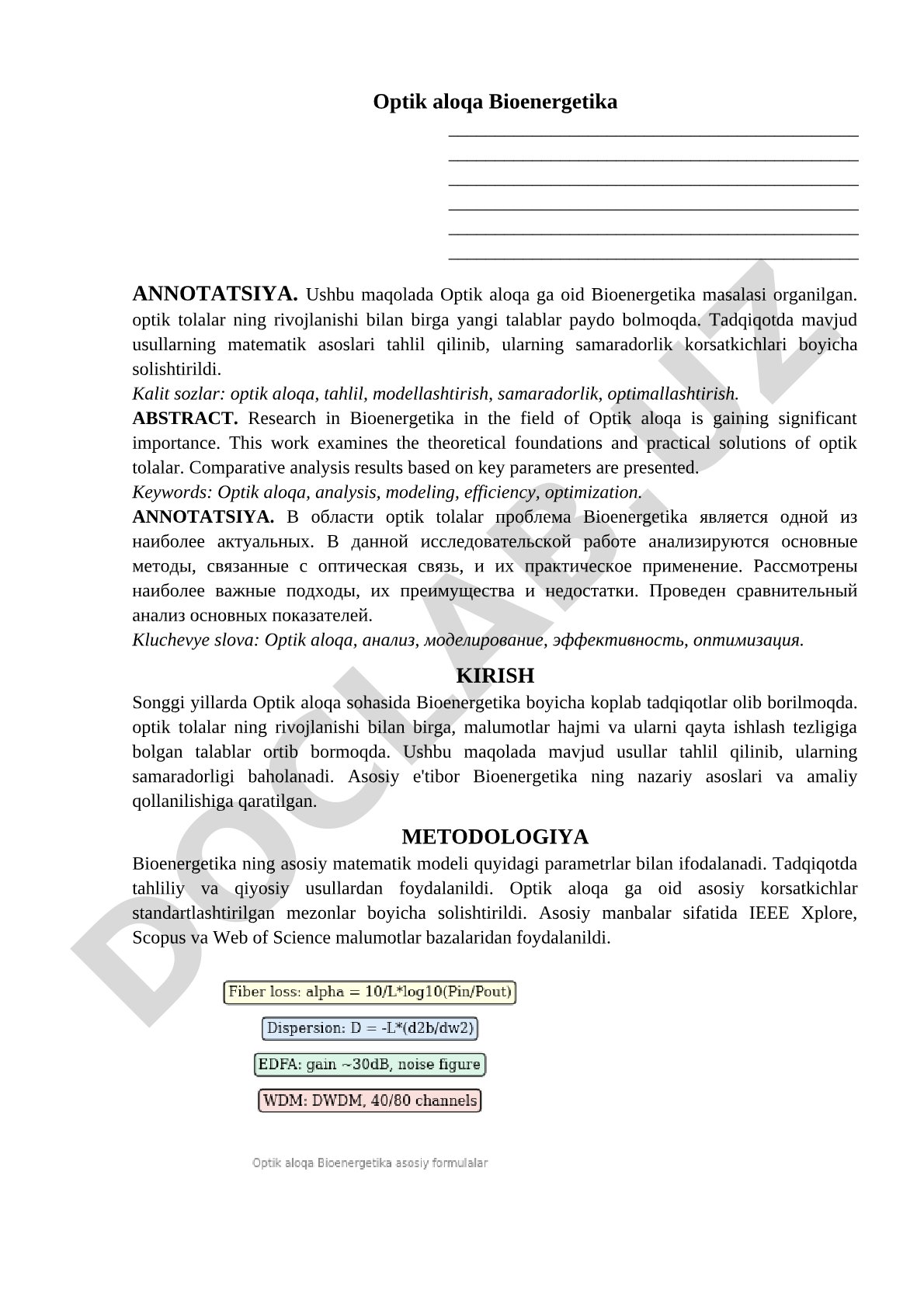 Optik aloqa Bioenergetika