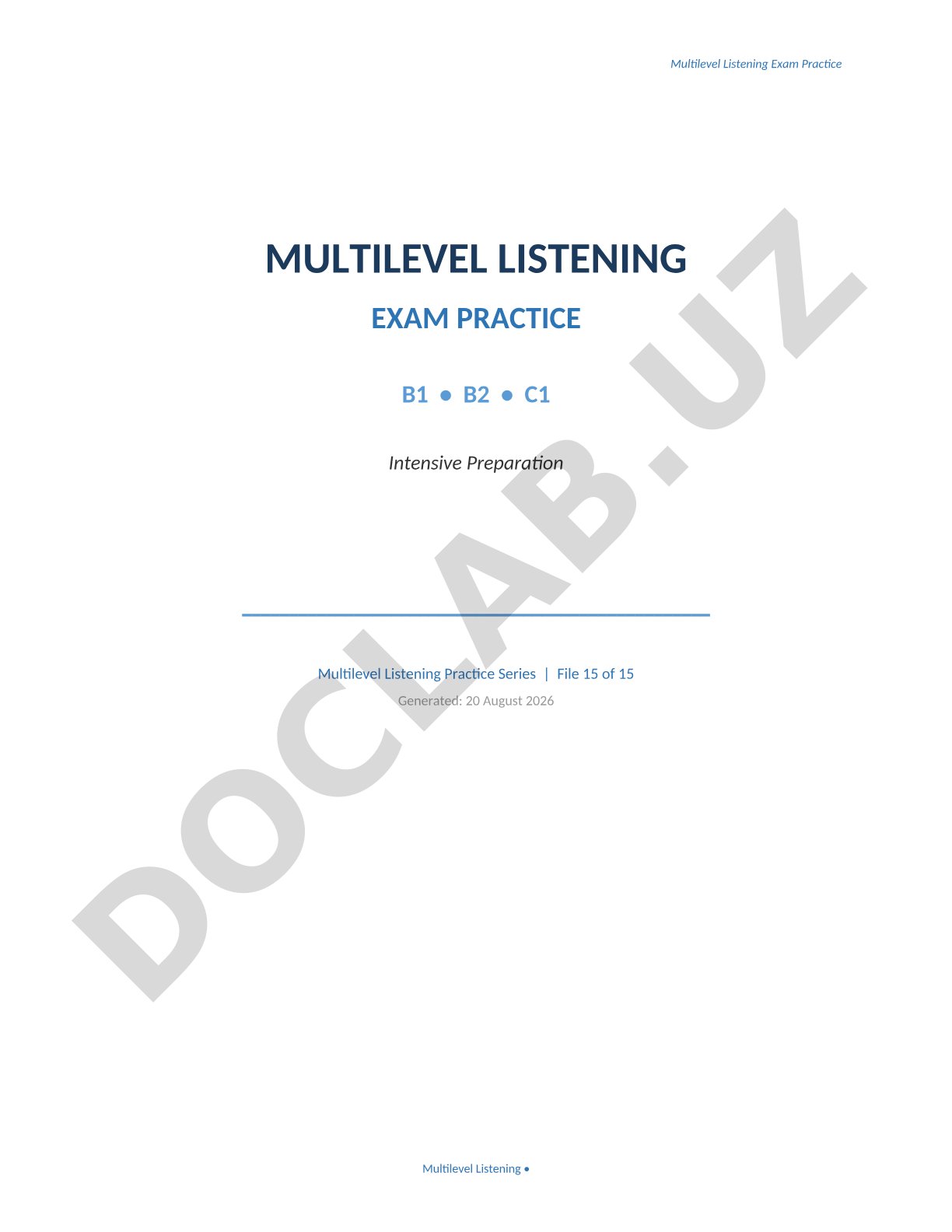 Multilevel Listening Exam Practice B1 B2 C1 Intensive Preparation