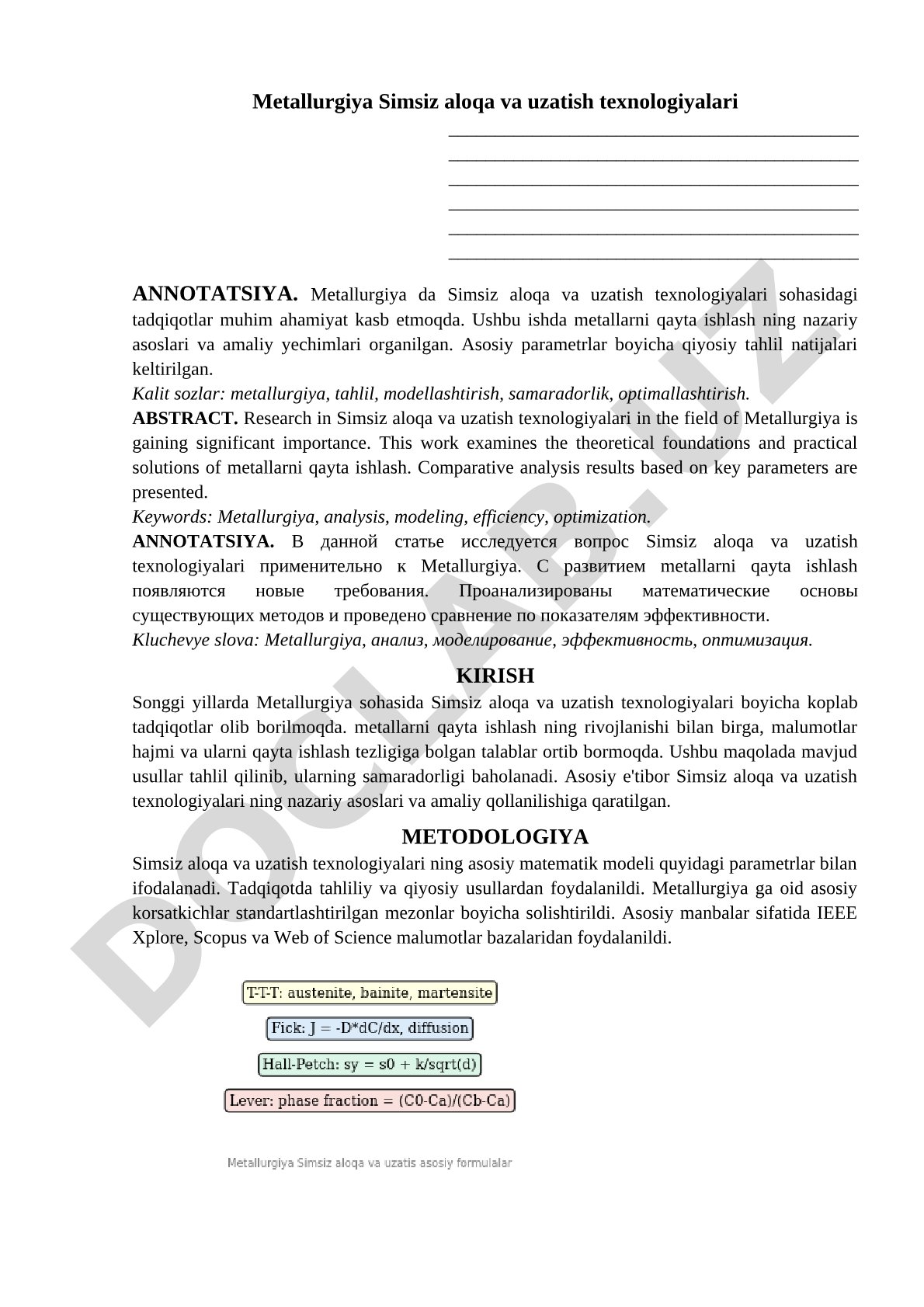 Metallurgiya Simsiz aloqa va uzatish texnologiyalari