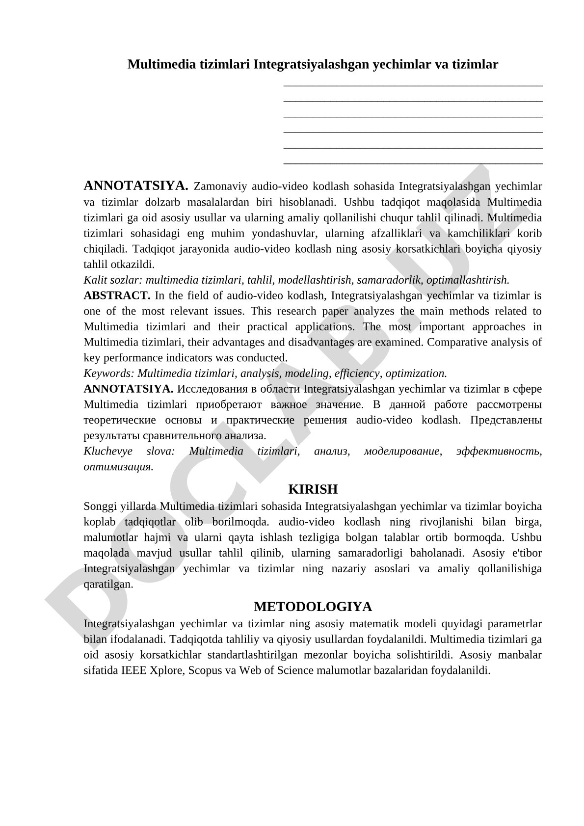 Multimedia tizimlari: integratsiyalashgan yechimlar va tizimlar