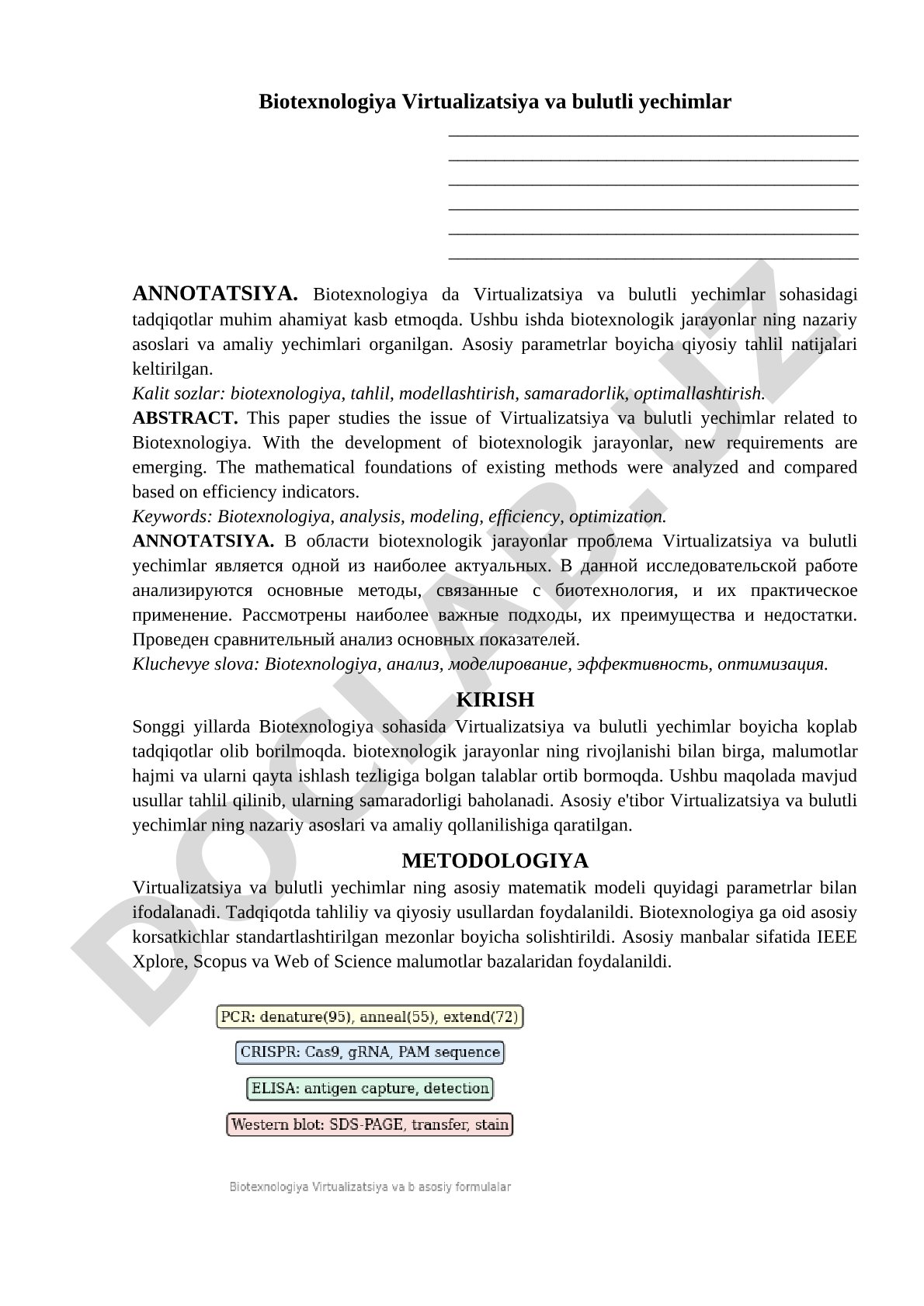 Biotexnologiya virtualizatsiya va bulutli yechimlar