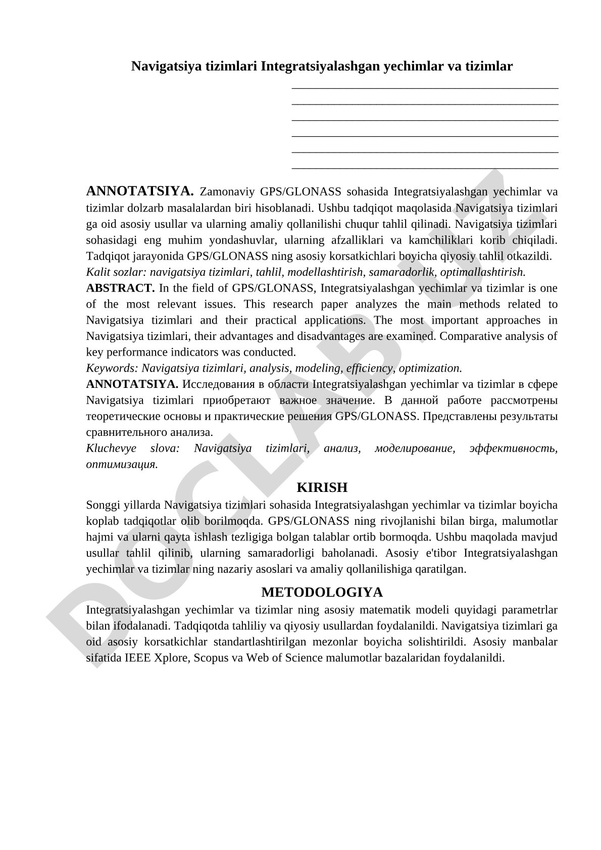 Navigatsiya tizimlari Integratsiyalashgan yechimlar va tizimlar