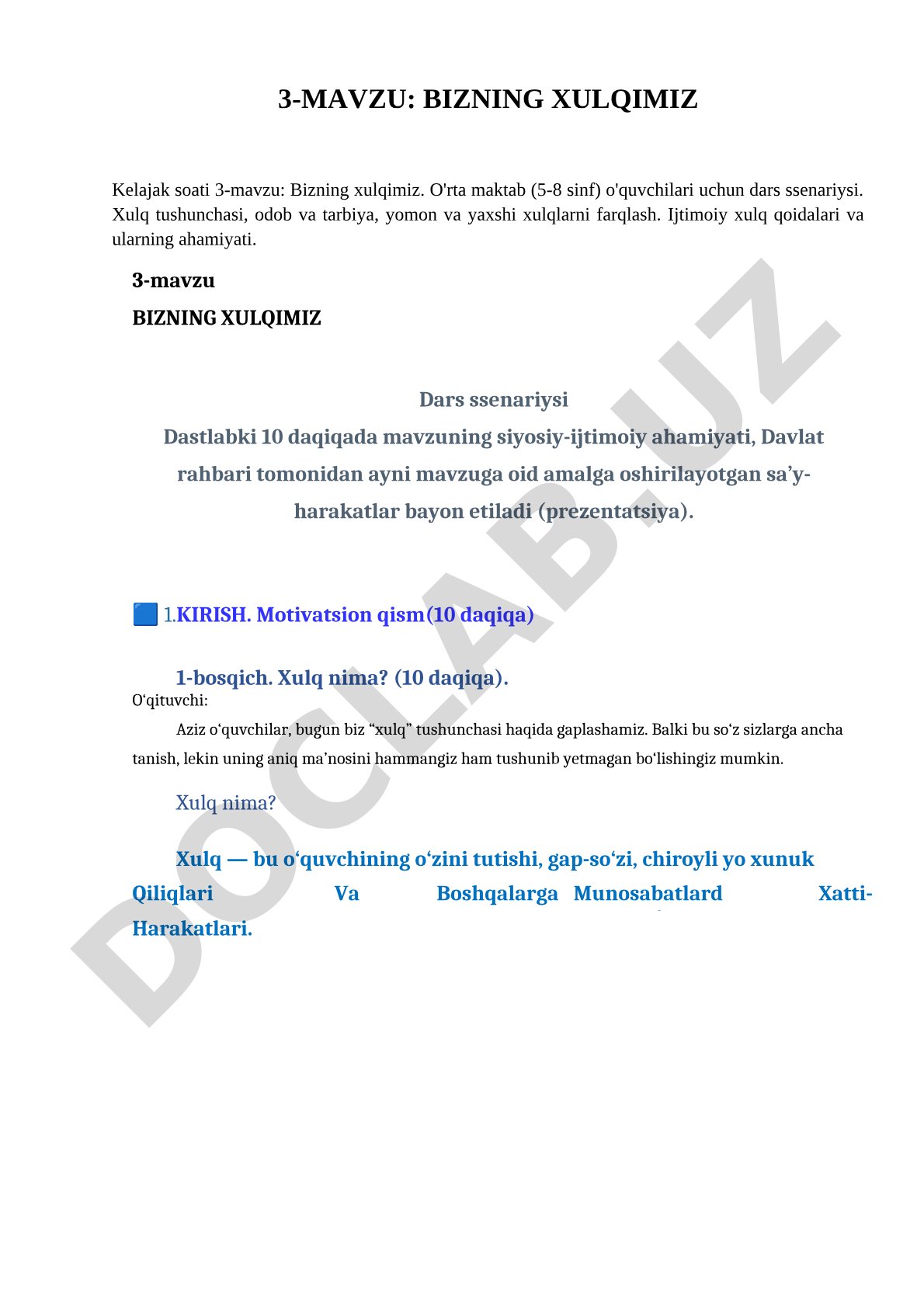 Bizning xulqimiz