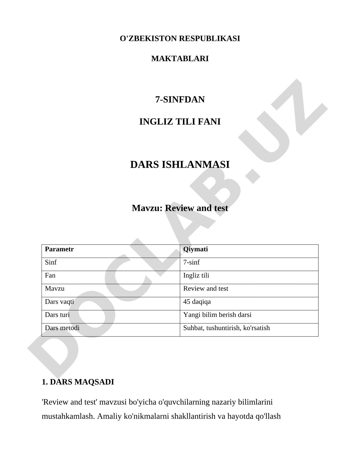 Review and test