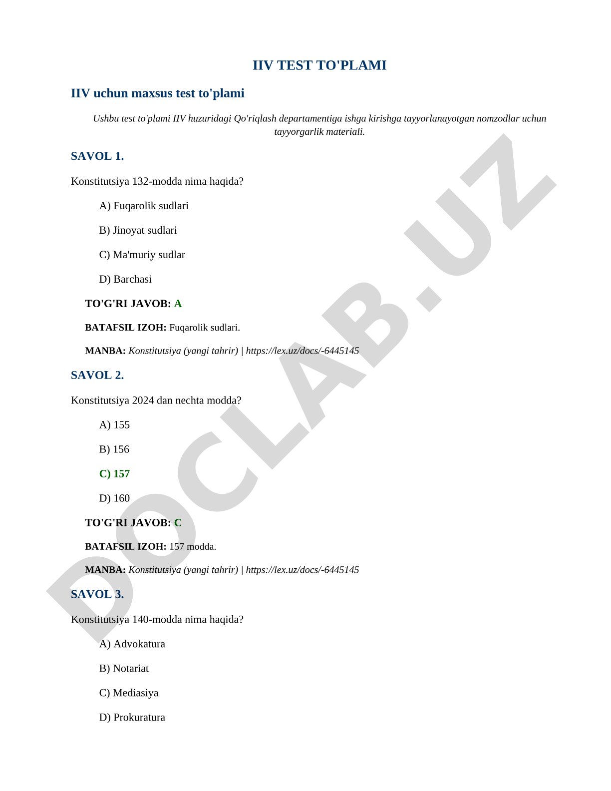 IIV test to'plami