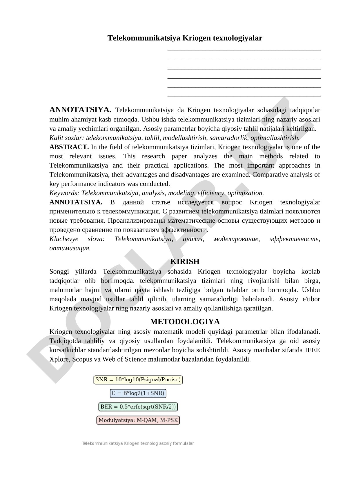 Telekommunikatsiya Kriogen texnologiyalar