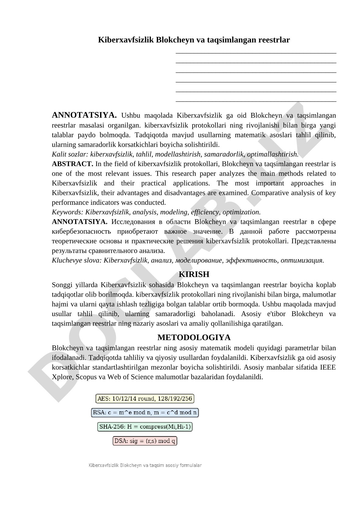 Kiberxavfsizlik Blokcheyn va taqsimlangan reestrlar