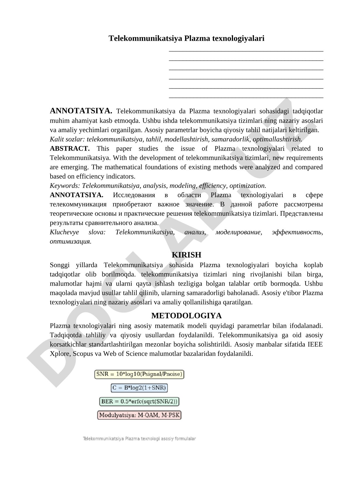 Telekommunikatsiya Plazma texnologiyalari