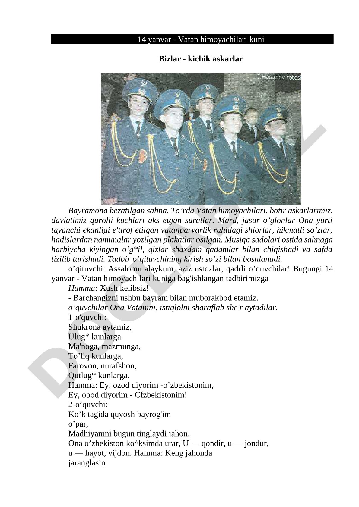 14 yanvar - Vatan himoyachilari kuni