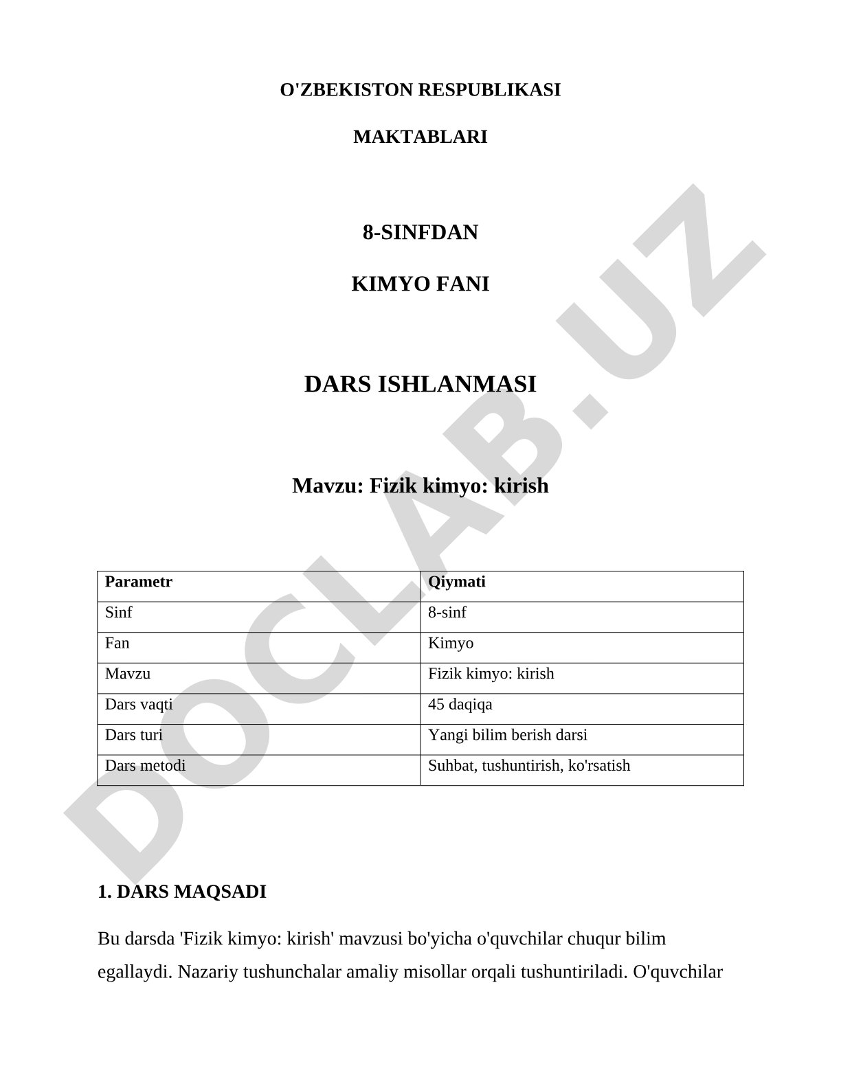 Fizik kimyo: kirish